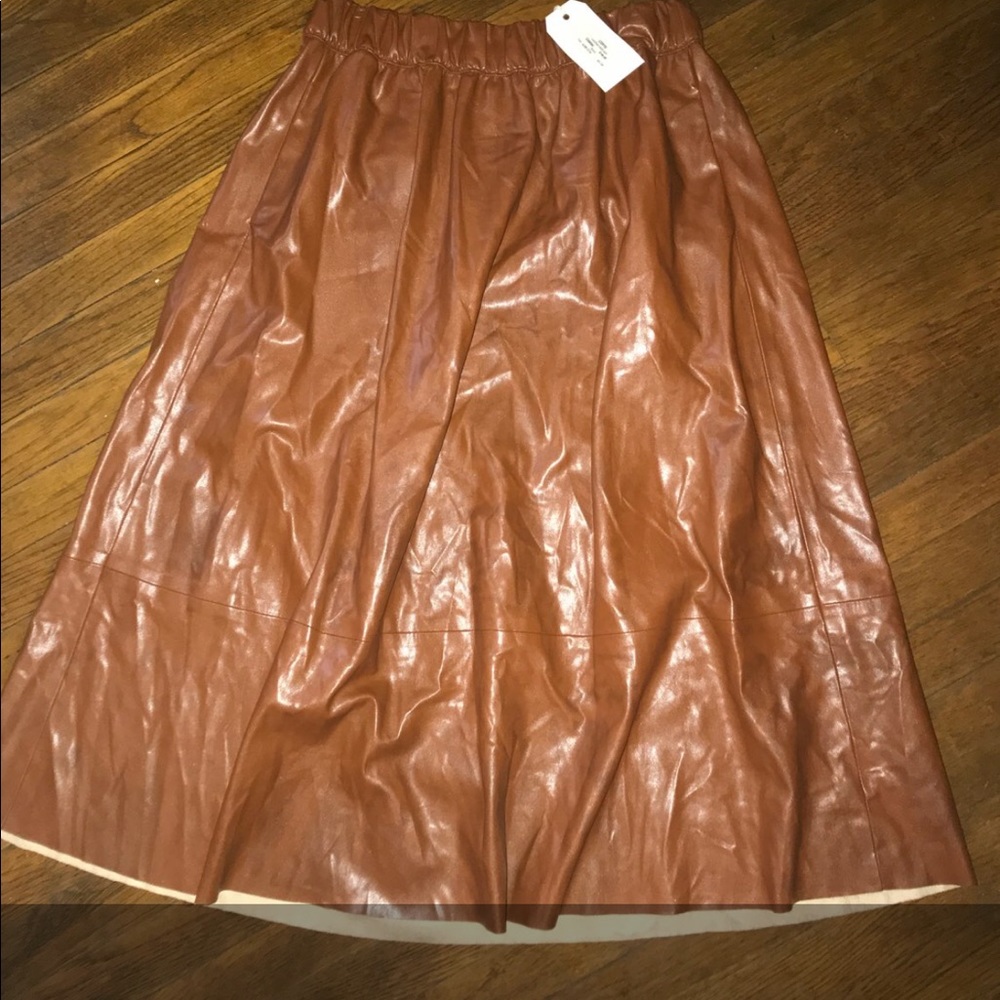 Enza Costa Leather Midi Skirt